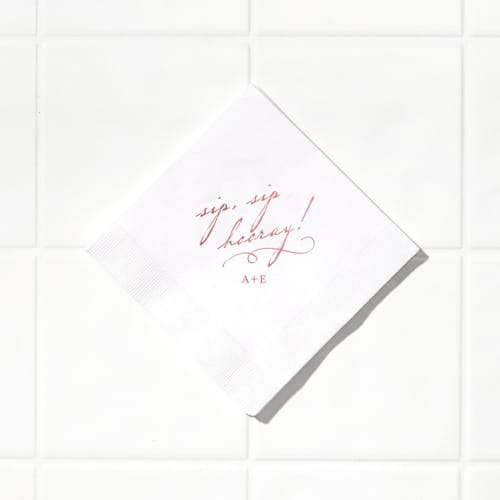 This is a white decorative paper napkins by ForYourParty called dear script napkin, cocktail size, set of 100 in standard