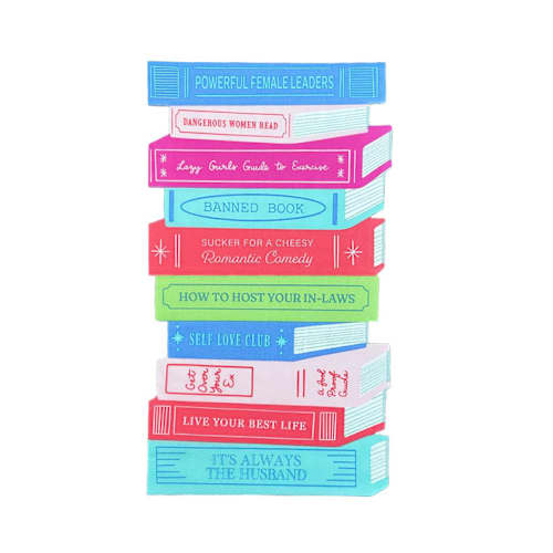 This is a multicolor decorative paper napkins by Jollity and Co called book club guest napkins - set of 16 in standard