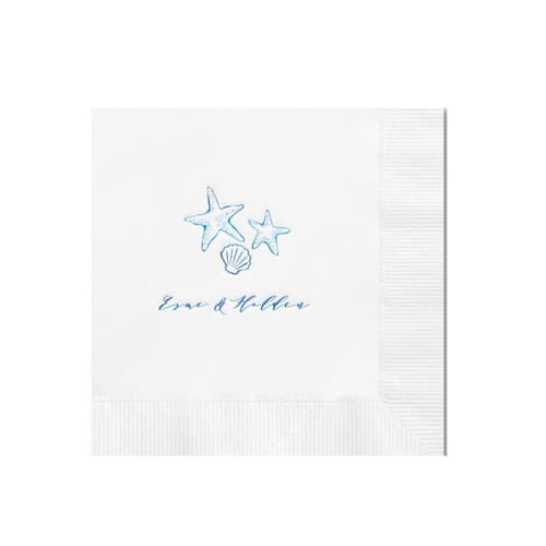 This is a multicolorassorted-colors decorative paper napkins by Papel Custom Design called beach treasures custom napkin - pack of 100 in standard