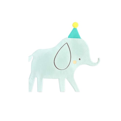 This is a blue decorative paper napkins by Jollity and Co called little celebrations elephant petite napkins - set of 16 in standard