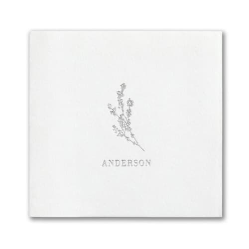 This is a white decorative paper napkins by Papel Custom Design called custom wispy floral premium napkin - beverage - pack of 100 in standard