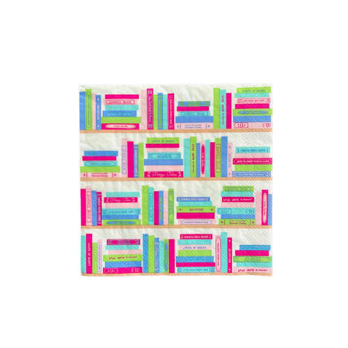 This is a multicolor decorative paper napkins by Jollity and Co called book club large napkins - set of 16 in standard