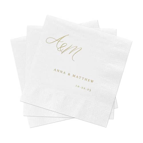 This is a multicolorassorted-colors decorative paper napkins by Studio Lavender called monogram wedding cocktail napkins, pack of 200 in standard