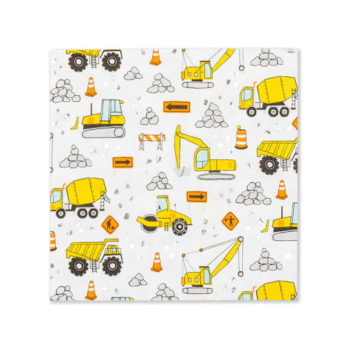 This is a multicolor decorative paper napkins by Jollity and Co called under construction large napkins - pack of 16 in standard
