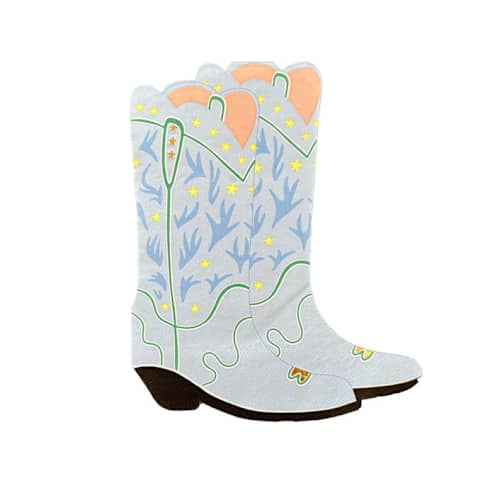 This is a blue decorative paper napkins by Jollity and Co called yeehaw large "boots" napkins - pack of 16 in standard