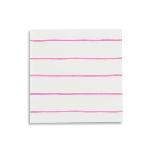 This is a pink decorative paper napkins by Jollity and Co called cerise frenchie stripes petite napkins in standard
