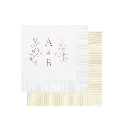 This is a multicolorassorted-colors decorative paper napkins by Papel Custom Design called custom monogrammed foliar napkin - pack of 100 in standard
