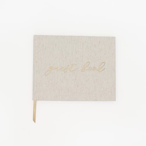 This is a natural guest books by bloom Daily Planners called guest book, linen in standard