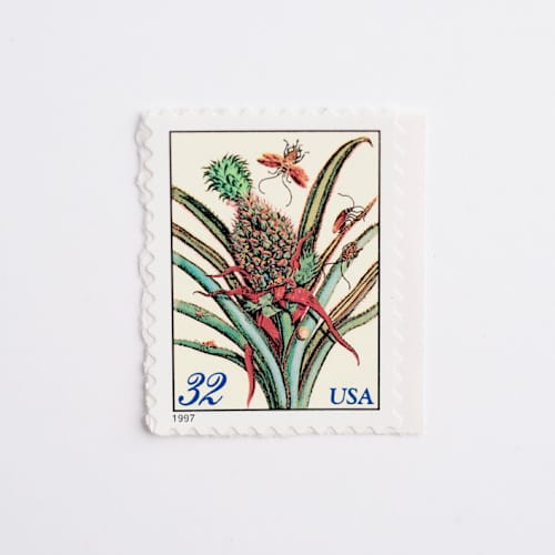 This is a beige stamps by Flourish Fine Writing called 32 cent pineapple postage stamps // set of 10 // unused vintage stamps in standard