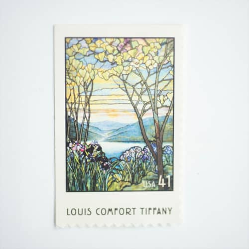 This is a green stamps by Flourish Fine Writing called 41 cent louis comfort tiffany postage stamps // set of 10 // unused vintage stamps in standard