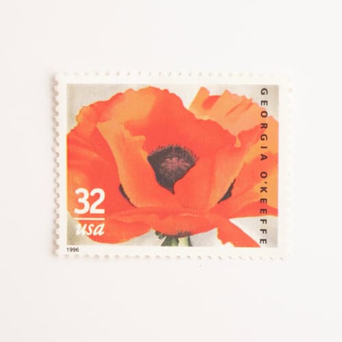 This is a orange stamps by Flourish Fine Writing called 32 cent georgia o'keeffe orange poppy postage stamps in standard