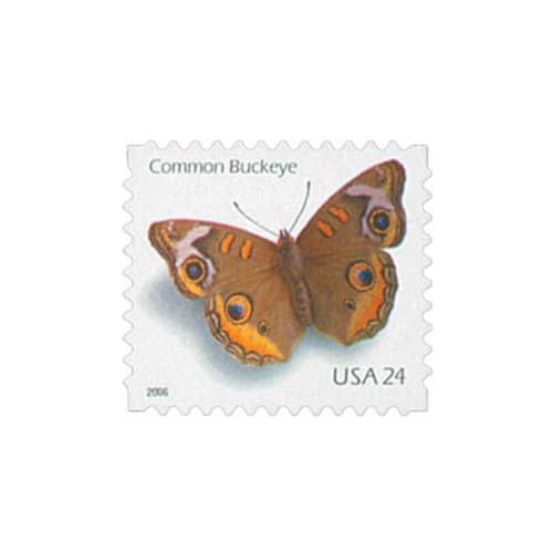 This is a brown stamps by Flourish Fine Writing called 24 cent common buckeye postage stamps // set of 10 // unused vintage postage in standard