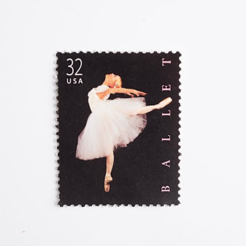 This is a black stamps by Flourish Fine Writing called 32 cent ballet postage stamps // set of 10 // unused vintage stamps in standard
