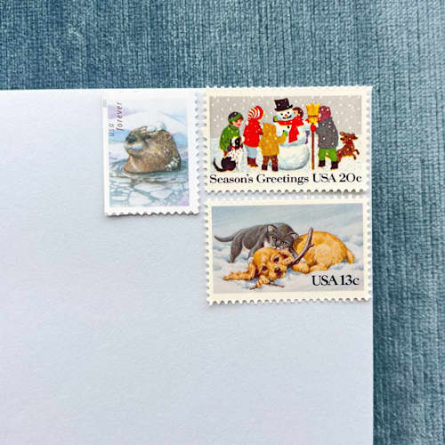 This is a multicolorassorted-colors stamps by Little Postage House called joy to the world postage collection in standard