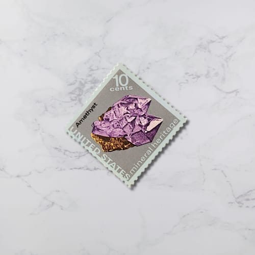 This is a purple stamps by The Silver Stamps called amethyst | vintage stamp, 10 cents, 1974 | 5 each in standard