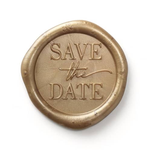 This is a multicolorassorted-colors wax seals by Papel Custom Design called save the date wax seal - set of 25 - choice of color in standard