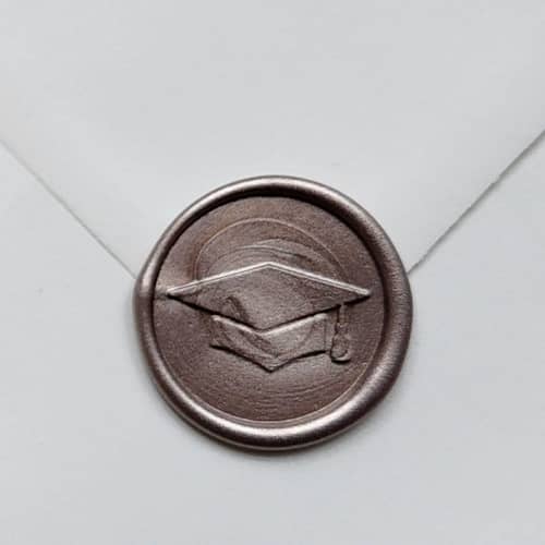 This is a multicolorassorted-colors wax seals by MC silverlinings called customizable color graduation cap self-adhesive wax seals, set of 5 in standard