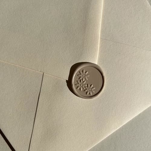 This is a natural wax seals by Eva Tadros called carrara flora wax seal stickers pack of 10, nude natural in standard