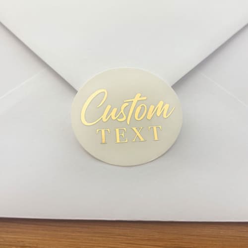 This is a gold wax seals by John O. called custom gold foil sticker - various sizes in standard