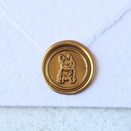 This is a multicolor wax seals by Inkspiringletters called frenchie- customizable color- set of 25 hand-crafted wax seals in standard