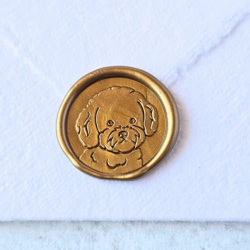 This is a multicolor wax seals by Inkspiringletters called poodle- customizable color- set of 25 hand-crafted wax seals in standard