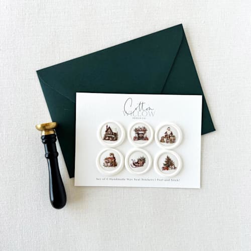 This is a multicolorassorted-colors wax seals by Eva Friesen called self-adhesive wax seal | vintage christmas holiday design - set of 6 in standard