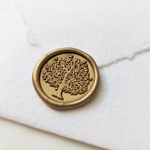 This is a multicolor wax seals by Inkspiringletters called oak tree- customizable color- set of 25 hand-crafted wax seals in standard