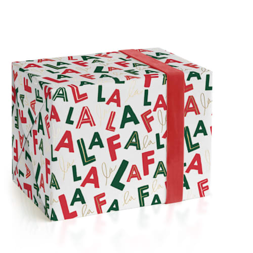 This is a red wrapping paper by Baumbirdy called falala in standard