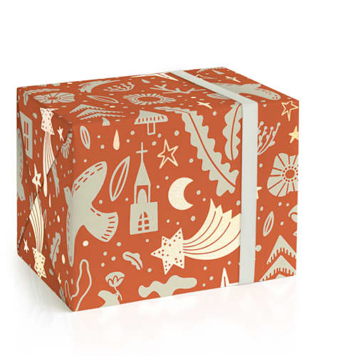 This is a scarlet wrapping paper by Anastasia Makarova called funny silhouettes in standard