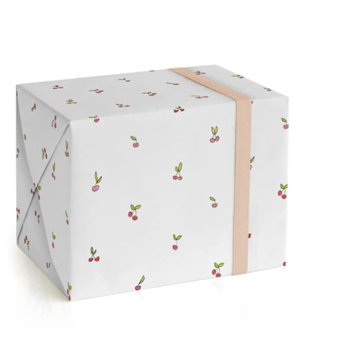 This is a cloud wrapping paper by Liz Conley called tiny cherries in standard