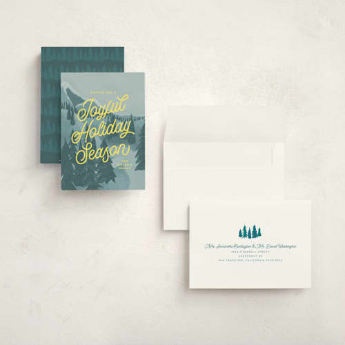 This is a glacier holiday photo cards with standard by Kaydi Bishop called first mountain snow printing on signature in grand