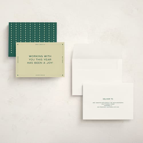 This is a mint holiday photo cards with standard by Ellen Schlegelmilch called a joy! printing on signature in grand