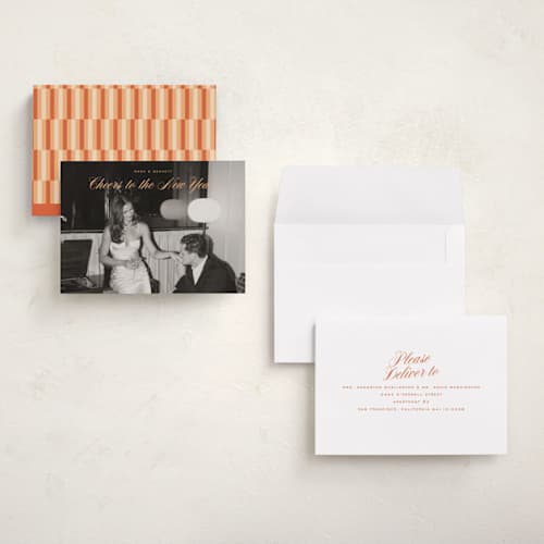 This is a apricot holiday photo cards with standard by Ekko Studio called classy cheer printing on recycled smooth signature in grand