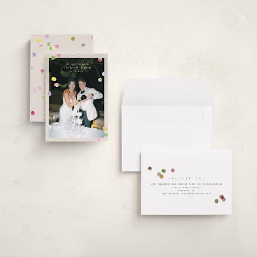 This is a cream holiday photo cards with standard by Anastasia Makarova called our new era printing on recycled smooth signature in grand