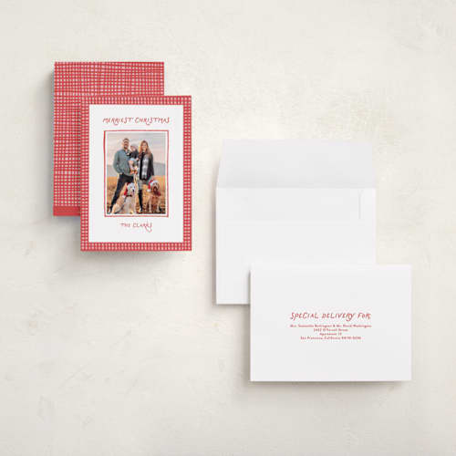 This is a peppermint holiday photo cards with standard by Olivia Williams called picnic printing on signature in grand