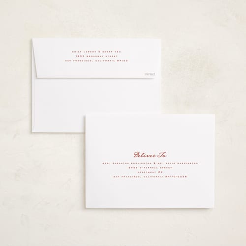 This is a cranberry holiday photo cards with standard by Wildfield Paper Co called holly berrie printing on signature in grand