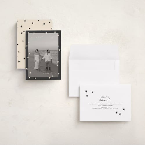 This is a coal holiday photo cards with standard by Lisa McLean called shine bright printing on signature in grand