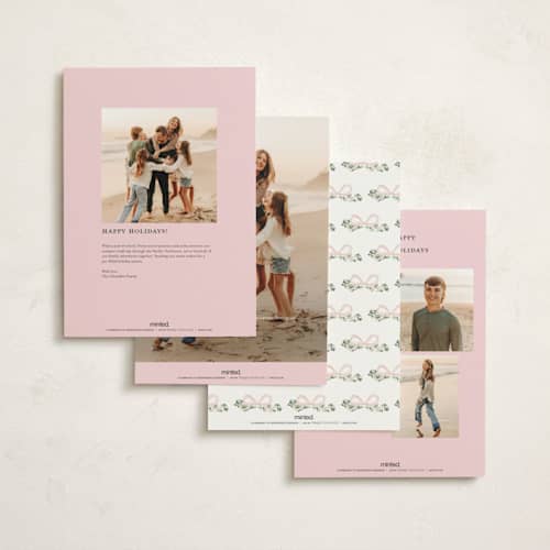 This is a blush holiday photo cards with standard by Itsy Belle Studio called vintage bow tree printing on signature in grand