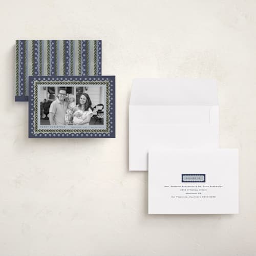 This is a juniper holiday photo cards with standard by Amy Kross called primary printing on recycled smooth signature in grand