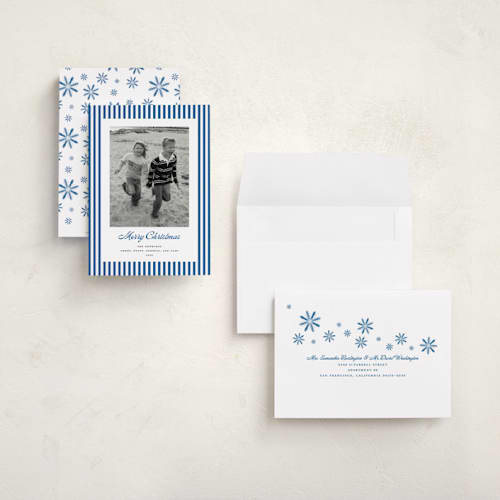 This is a ocean holiday photo cards with standard by Erika Firm called mini cabana stripes printing on recycled smooth signature in grand