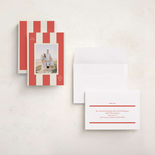 This is a stocking holiday photo cards with standard by Megan Davis called aperitivo printing on recycled smooth signature in grand