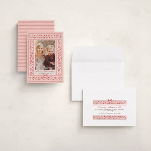 This is a rose holiday photo cards with standard by Karidy Walker called artisanal frame printing on signature in grand