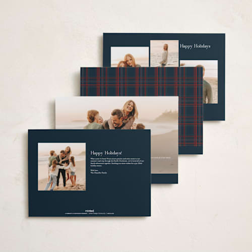 This is a navy holiday photo cards with standard by Studio Suku called windsor printing on signature in grand