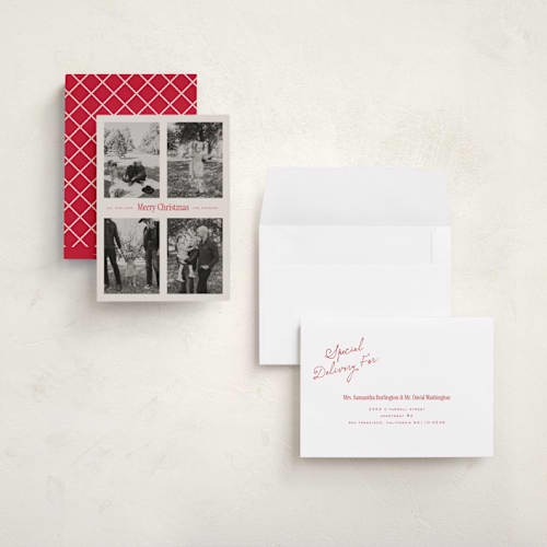 This is a eggnog holiday photo cards with standard by Leah Bisch called windowpane printing on signature in grand