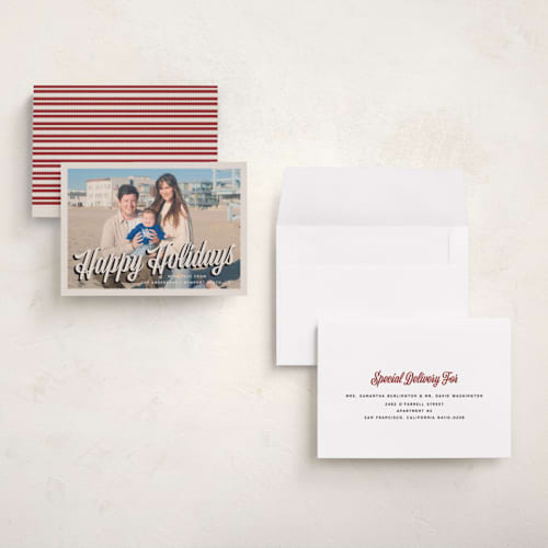 This is a eggnog holiday photo cards with standard by Amy Payne called holiday mailer printing on signature in grand