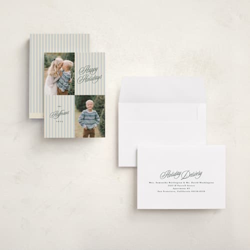 This is a boxwood holiday photo cards with standard by Kristie Kern called palmetto printing on signature in grand