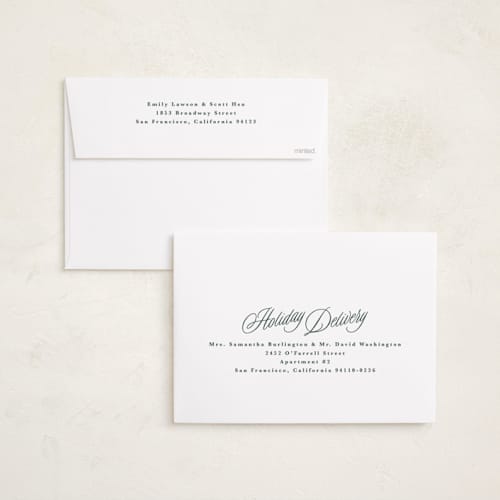 This is a boxwood holiday photo cards with standard by Kristie Kern called palmetto printing on signature in grand