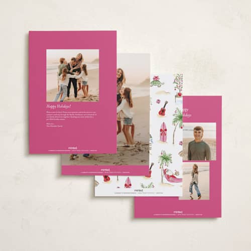 This is a hibiscus holiday photo cards with standard by Sarah Knight called ohana printing on signature in grand