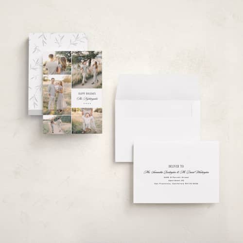 This is a coal holiday photo cards with standard by Kelly Schmidt called minimal five printing on signature in grand