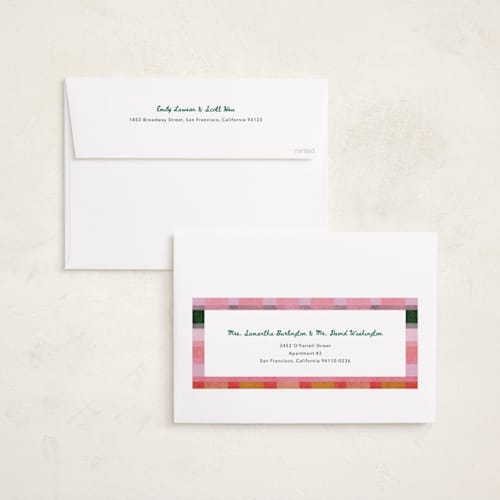 This is a fruitcake holiday photo cards with standard by Carrie Moradi called festive checked plaid printing on recycled smooth signature in grand